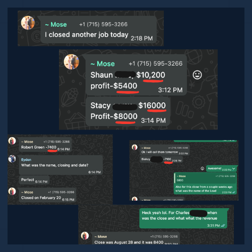 Client message testimonial